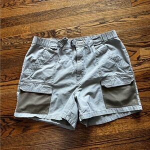 Men's Gray Cargo Shorts with Olive Accents